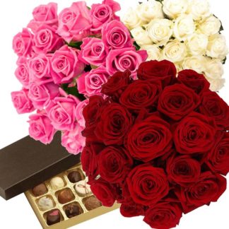 19 roses of any clours plus box of chokolates