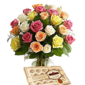 25 colorful roses with chokolates | Flower Delivery Krasnogorsk