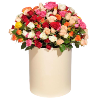 Mixed roses in a hatbox | Flower Delivery Krasnogorsk