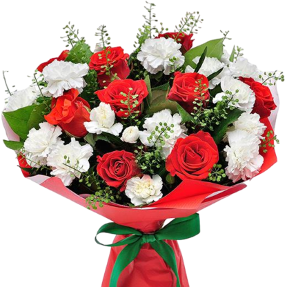 Red roses with carnations